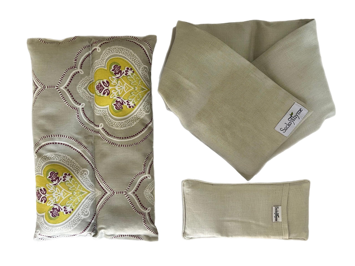 3 Piece Lavender Heating Pad, Linen Neck Wrap & Eye Pillow M700