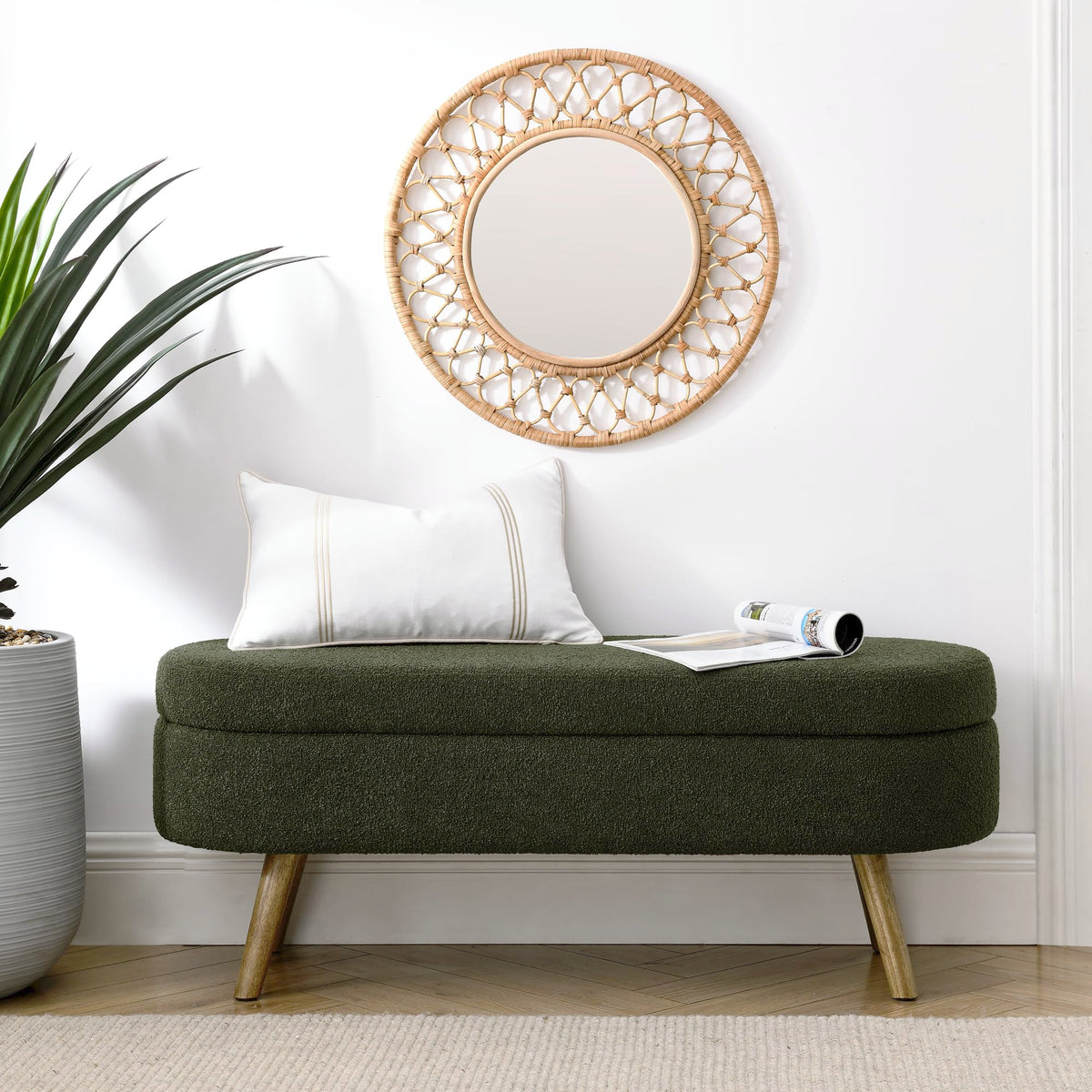 Oval Storage Bench with Rubber Wood Legs I4832