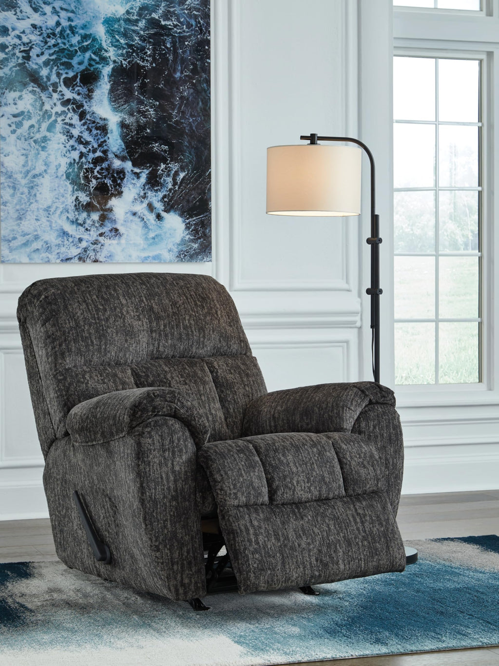 Gray Chenille Rocker Recliner Chair B42680