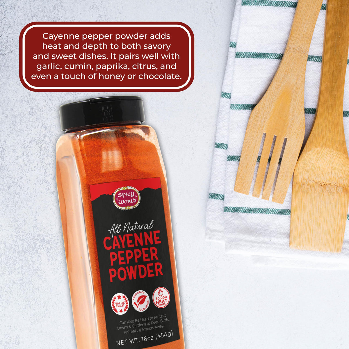 Cayenne Pepper Powder 16oz Jar 50,000 SHU Gluten Free U700496